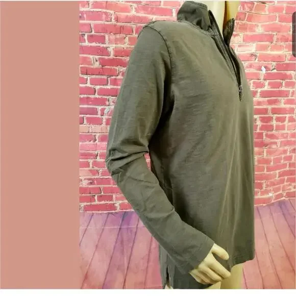 AJ Armani Jeans Mens Sweater Mock-neck Grey US XL 1/4 Zip Long Sleeve - Picture 3 of 8